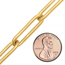 Load image into Gallery viewer, Bulk / Spooled Trace Elongated Paperclip Round Cable Chain in 14K Yellow Gold (2.50 mm - 7.80 mm)
