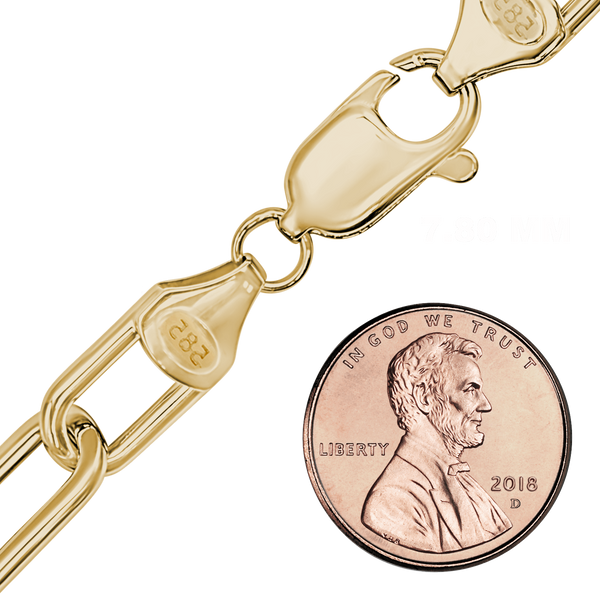 Round Tribeca Trace Paperclip Anklet in 14K Yellow Gold