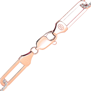 Tribeca Trace Paperclip Chain Necklace with Stones in Sterling Silver 18K Rose Gold Finish