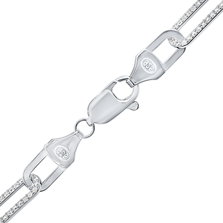 Tribeca Trace Paperclip Chain Necklace with Alternating CZ Stones in Sterling Silver