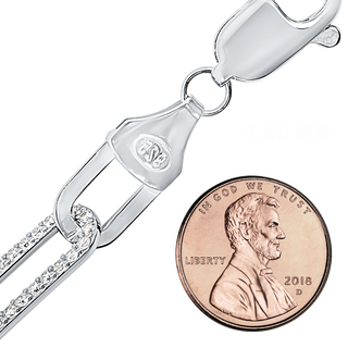 Tribeca Trace Paperclip Chain Necklace with Alternating CZ Stones in Sterling Silver