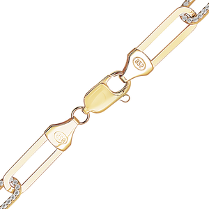 Tribeca Trace Paperclip Chain Necklace with Stones in Sterling Silver 18K Yellow Gold Finish