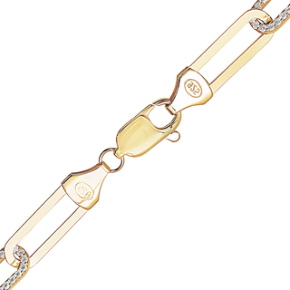 Tribeca Trace Paperclip Chain Necklace with Alternating CZ Stones in Sterling Silver 18K Yellow Gold Finish