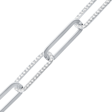 Load image into Gallery viewer, Bulk / Spooled Trace Elongated Paperclip Cable Chain with Stones in Sterling Silver (7.80 mm)
