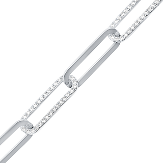 Bulk / Spooled Trace Elongated Paperclip Cable Chain with CZ Stones in Sterling Silver (7.80 mm)