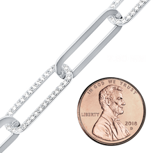 Load image into Gallery viewer, Bulk / Spooled Trace Elongated Paperclip Cable Chain with Stones in Sterling Silver (7.80 mm)
