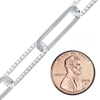 Bulk / Spooled Trace Elongated Paperclip Cable Chain with CZ Stones in Sterling Silver (7.80 mm)