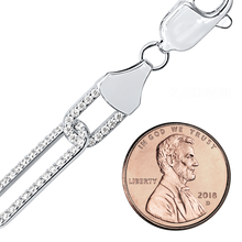 Load image into Gallery viewer, Tribeca Trace Paperclip Chain Necklace with CZ Stones in Sterling Silver
