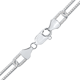 Tribeca Trace Paperclip Chain Necklace with CZ Stones in Sterling Silver