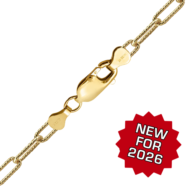 Finished Textured Paperclip Cable Necklace in 14K Gold-Filled