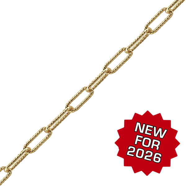 Bulk / Spooled Textured Paperclip Cable Chain in 14K Gold-Filled (2.30 mm)