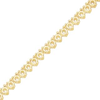 Round 3 Prong Tennis Necklace Chain By The Inch in 18K Gold (No Clasp)