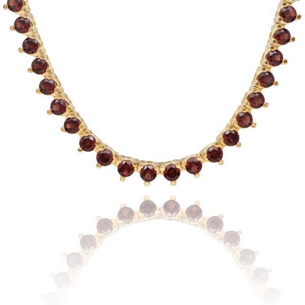 Tennis Necklace with Garnet Stones (January Birthstones) in 14K Gold (1.75 mm - 4.0 mm)