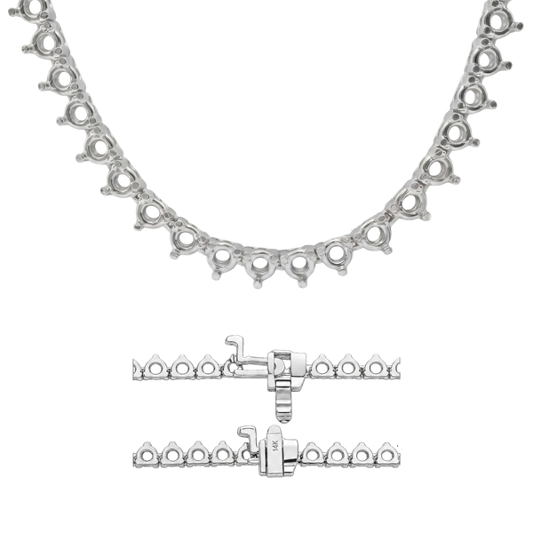 3 Prong Round Tennis Necklace Mounting in 14K Gold (.10 ct / 3.0 mm)