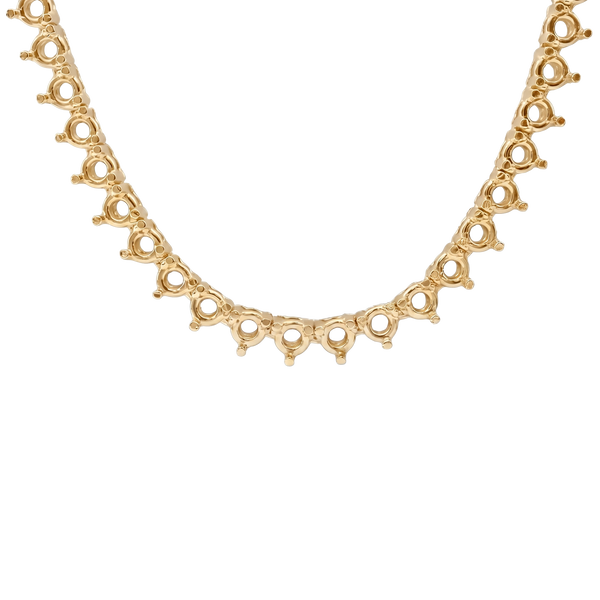 3 Prong Round Tennis Necklace Mounting in 14K Gold (.10 ct / 3.0 mm)