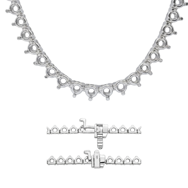 3 Prong Round Tennis Necklace Mounting in 14K Gold (.15 ct / 3.4 mm)