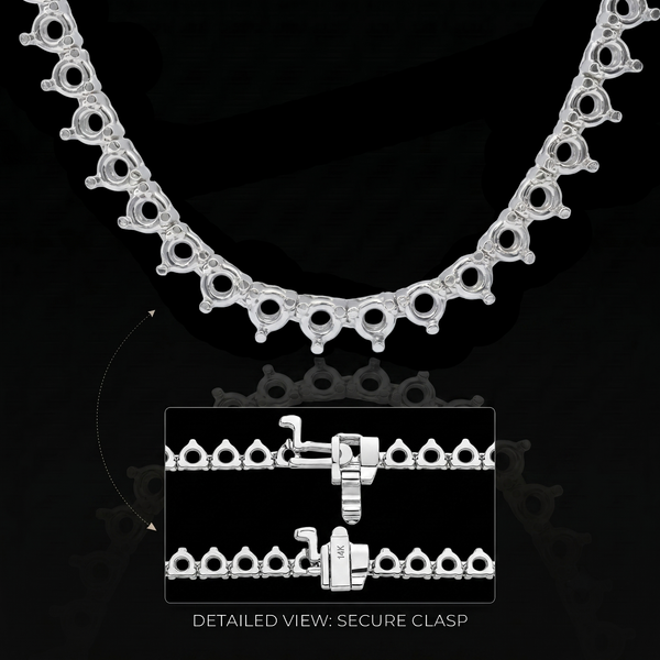 3 Prong Round Tennis Necklace Mounting in 18K Gold (.15 ct / 3.4 mm)