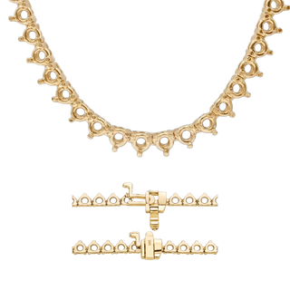3 Prong Round Tennis Necklace Mounting in 14K Gold (.15 ct / 3.4 mm)