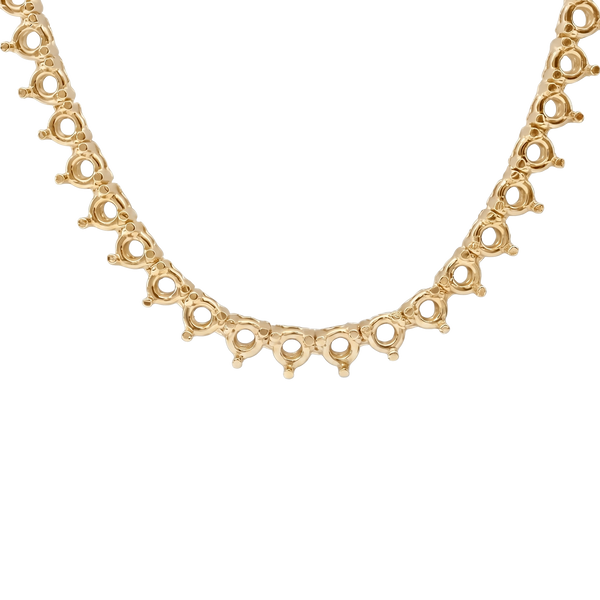 3 Prong Round Tennis Necklace Mounting in 14K Gold (.15 ct / 3.4 mm)