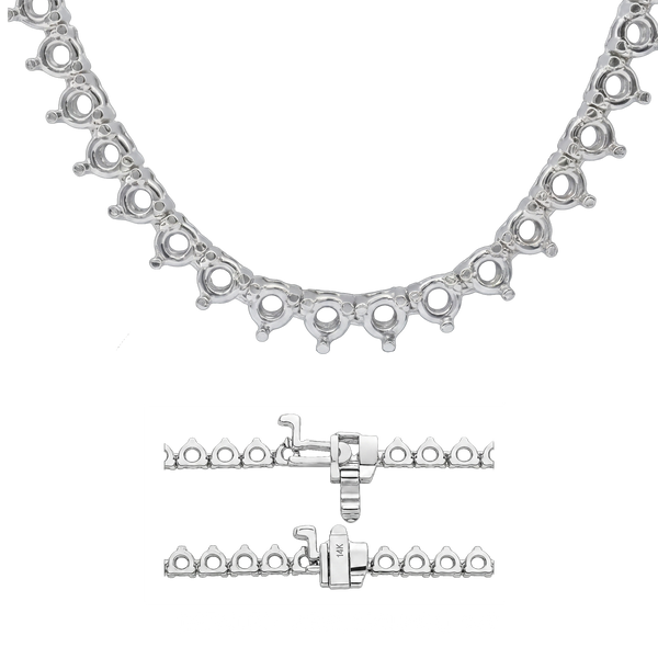 3 Prong Round Tennis Necklace Mounting in 14K Gold (.25 ct / 4.0 mm)
