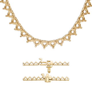 3 Prong Round Tennis Necklace Mounting in 14K Gold (.25 ct / 4.0 mm)