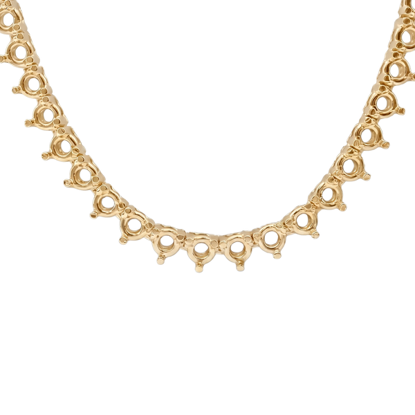 3 Prong Round Tennis Necklace Mounting in 18K Gold (.20 ct / 3.8 mm)