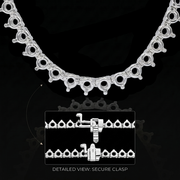 3 Prong Round Tennis Necklace Mounting in 14K Gold (.25 ct / 4.0 mm)