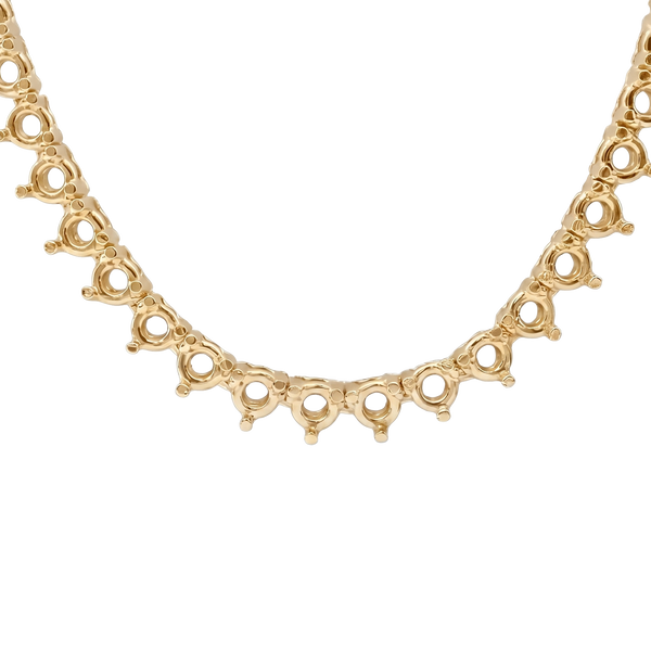 3 Prong Round Tennis Necklace Mounting in 14K Gold (.25 ct / 4.0 mm)