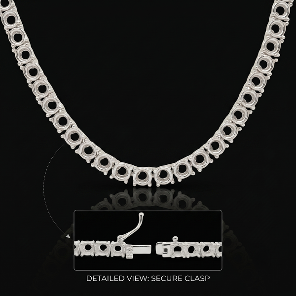 Tennis Necklace Mounting in Sterling Silver (.25 ct / 4.0 mm)
