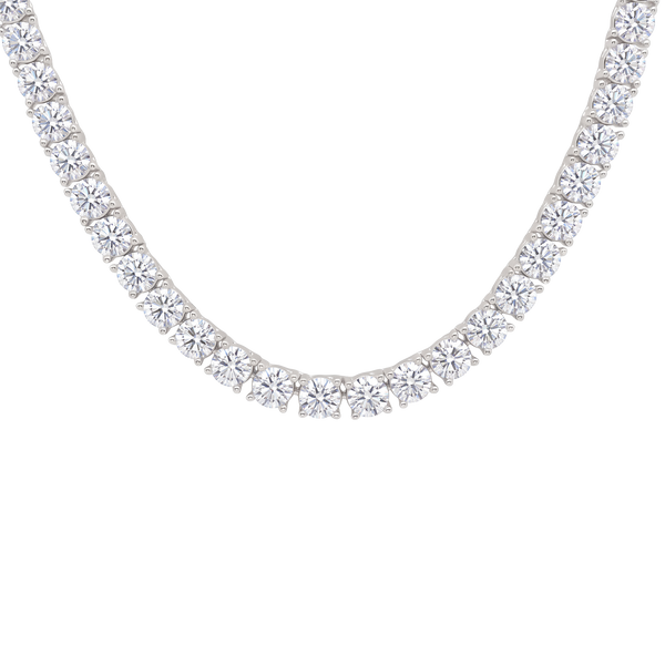 Tennis Necklace with Cubic Zirconia in Sterling Silver (2 mm - 4 mm)