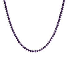 Load image into Gallery viewer, Tennis Necklace with Amethyst Stones (February Birthstones) in 14K Gold (1.75 mm - 4.0 mm)
