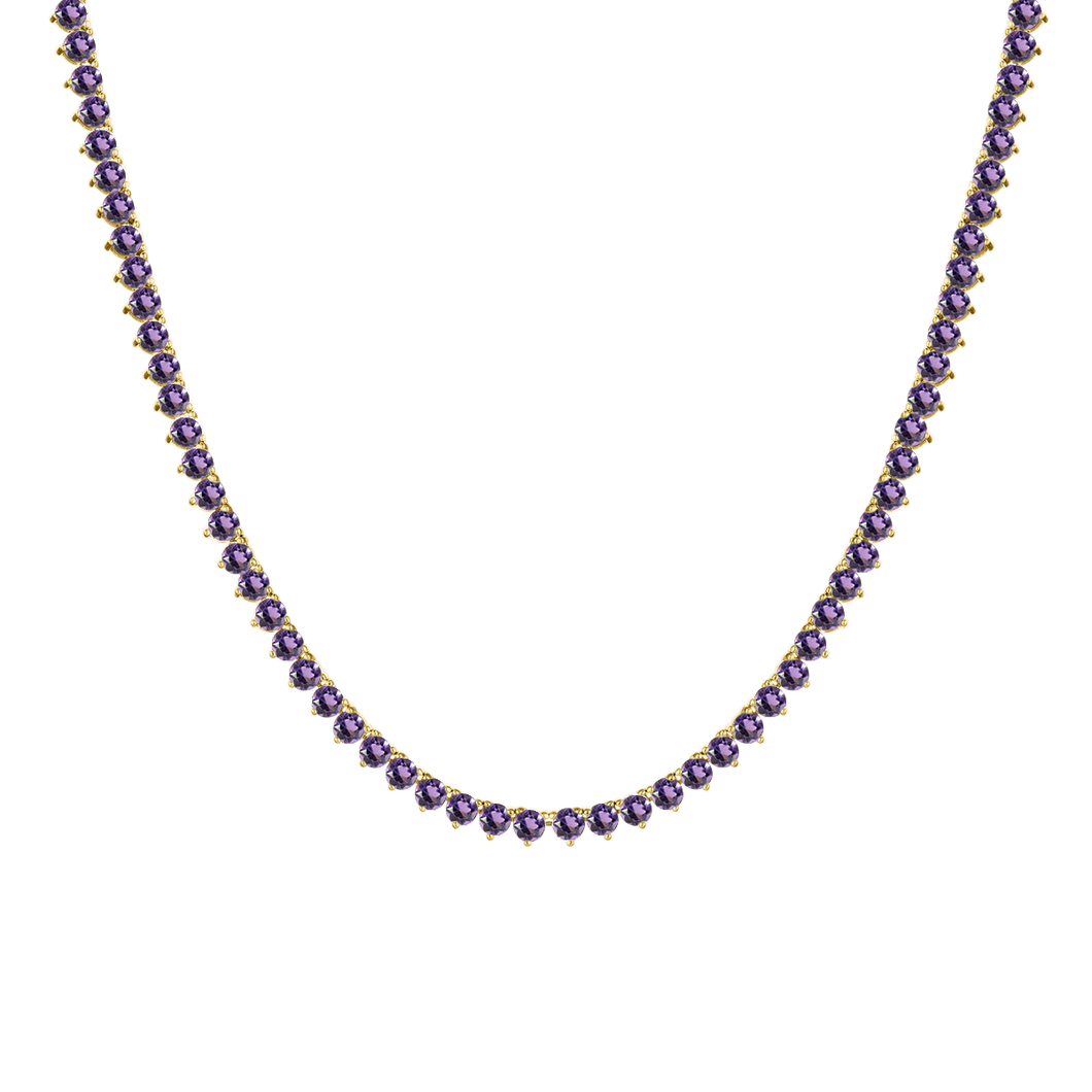 Tennis Necklace with Alexandrite Stones (June Birthstones) in 14K Gold (1.75 mm - 4.0 mm)
