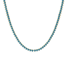 Load image into Gallery viewer, Tennis Necklace with Blue Topaz Stones (December Birthstones) in 14K Gold (1.75 mm - 4.0 mm)
