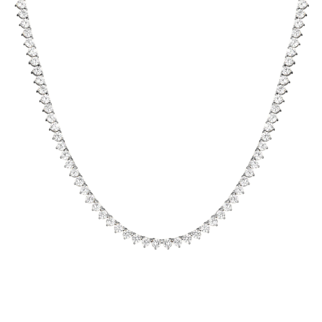 Tennis Necklace with Cubic Zirconia in Sterling Silver (2 mm - 4 mm)