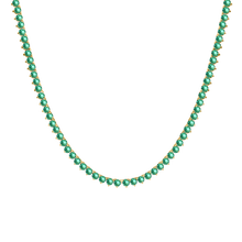 Load image into Gallery viewer, Tennis Necklace with Emerald Stones (May Birthstones) in 14K Gold (1.75 mm - 4.0 mm)
