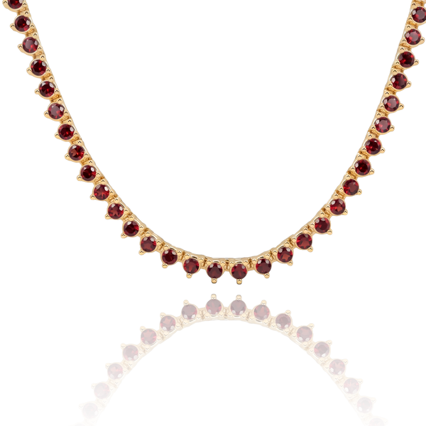Tennis Necklace with Garnet Stones (January Birthstones) in 14K Gold (1.75 mm - 4.0 mm)
