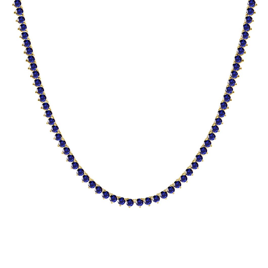 Tennis Necklace with Sapphire Stones (September Birthstones) in 14K Gold (1.75 mm - 4.0 mm)