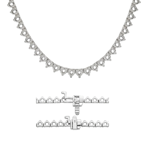 3 Prong Round Tennis Necklace Mounting in 14K Gold (.05 ct / 2.5 mm)