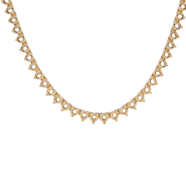 3 Prong Round Tennis Necklace Mounting in 18K Gold (.05 ct / 2.5 mm)