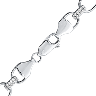 Oval Tribeca Trace Chain Paperclip Necklace with Alternating CZ Stones in Sterling Silver