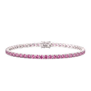 Tennis Bracelet with Tourmaline Colored CZ in Sterling Silver (2 mm - 4 mm)