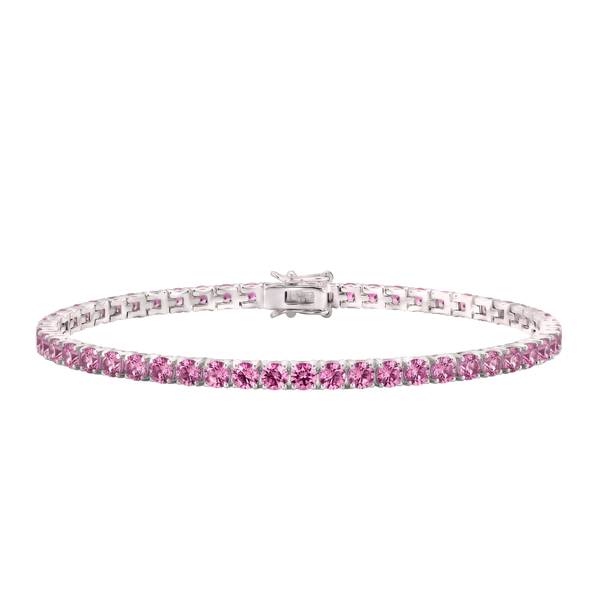 Tennis Bracelet with Tourmaline Colored CZ in Sterling Silver (2 mm - 4 mm)