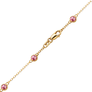 Finished Diamond by the Yard Cable Chain Anklet in 14K Yellow Gold with Tourmaline Stones