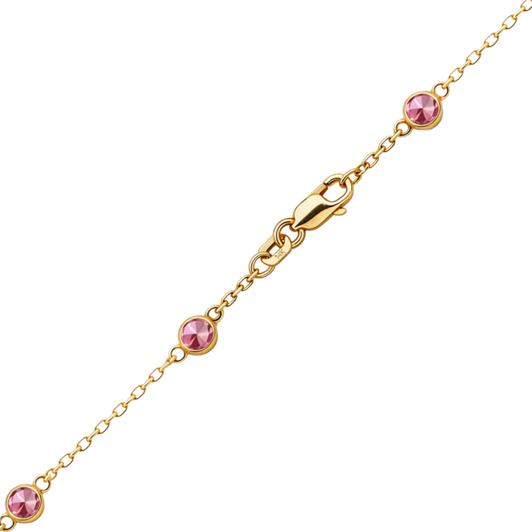 Finished Diamond by the Yard Cable Chain Bracelet in 14K Yellow Gold with Tourmaline Stones