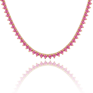 Tennis Necklace with Tourmaline Stones (October Birthstones) in 14K Gold (1.75 mm - 4.0 mm)