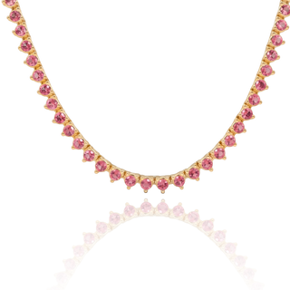 Tennis Necklace with Tourmaline Stones (October Birthstones) in 14K Gold (1.75 mm - 4.0 mm)