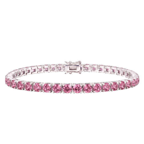 Tennis Bracelet with Tourmaline Colored CZ in Sterling Silver (2 mm - 4 mm)
