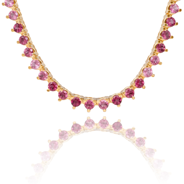 Tennis Necklace with Tourmaline Stones (October Birthstones) in 14K Gold (1.75 mm - 4.0 mm)