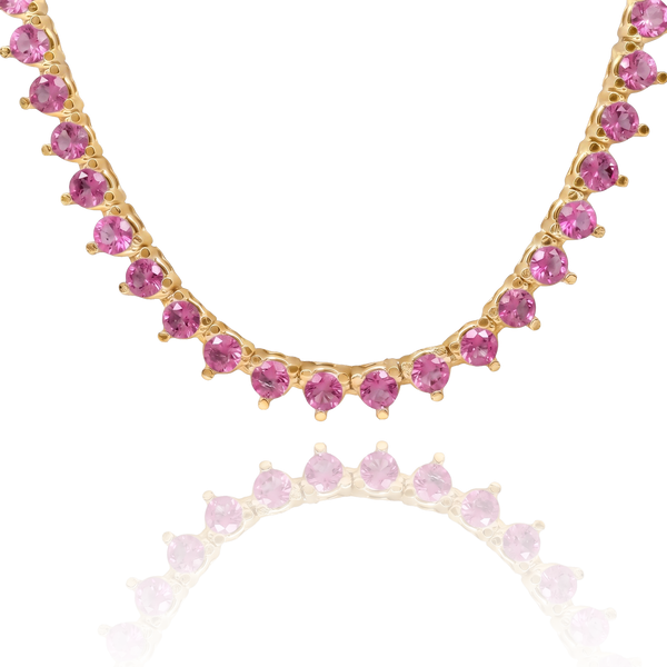 Tennis Necklace with Tourmaline Stones (October Birthstones) in 14K Gold (1.75 mm - 4.0 mm)