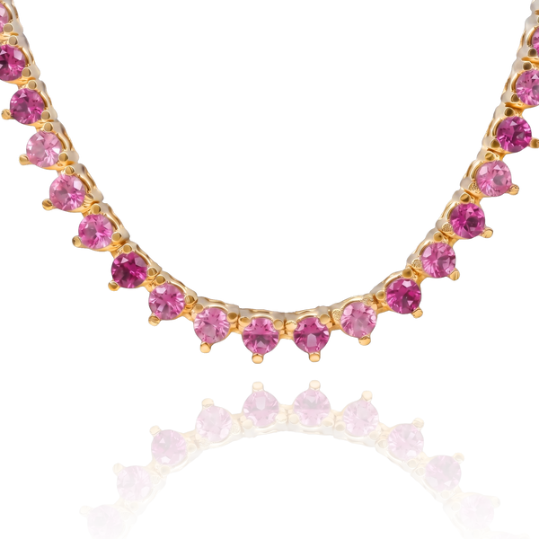 Tennis Necklace with Tourmaline Stones (October Birthstones) in 18K Gold (1.75 mm - 4.0 mm)